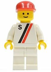LEGO Man with White with Red and Black Stripe, Red Cap Minifigure