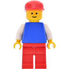 LEGO Pilot with Plain Blue Torso and Red Cap Minifigure