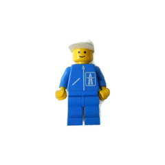 LEGO Highway worker with blue legs and white cap Minifigure