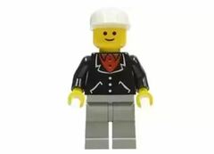 LEGO Man with Suit with 3 Buttons, White Cap Minifigure