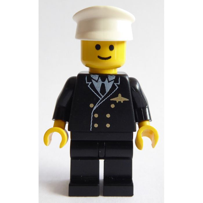 LEGO Pilot with Black Legs, White Hat Minifigure