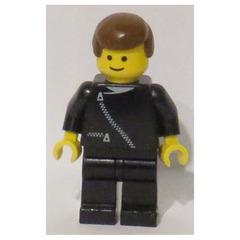 LEGO Town - Black Zipper Jacket with Brown Hair Minifigure