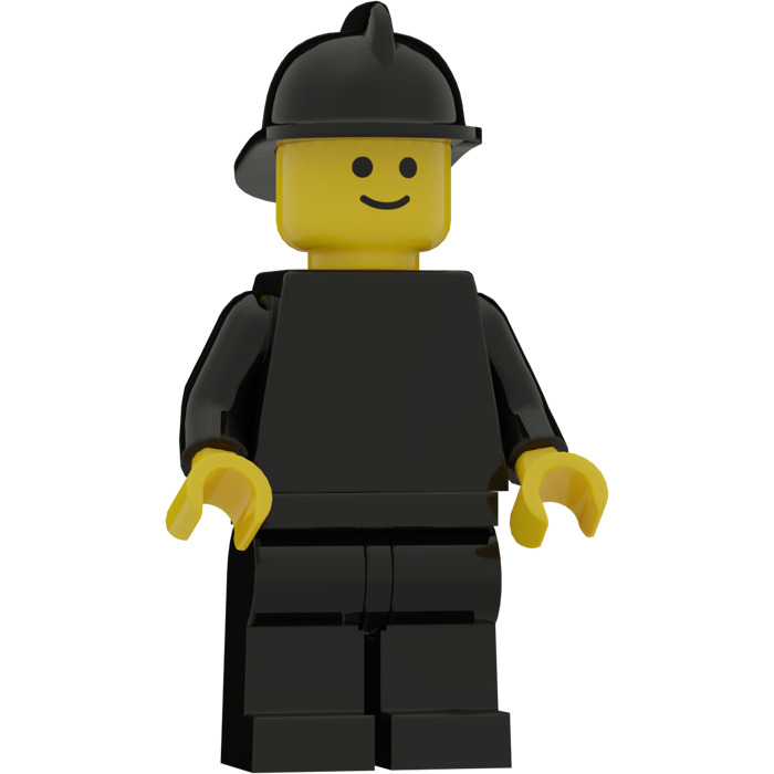 LEGO Fireman with plain black Torso Minifigure
