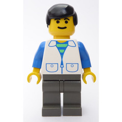 LEGO Person with White Suit with 2 Pockets, Black Hair Minifigure