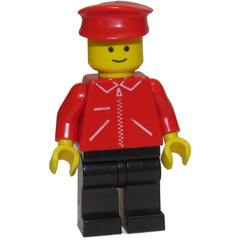 LEGO Train Depot Worker with Red Jacket with Zipper Minifigure