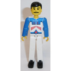 LEGO Technic Figure with White Legs, Red and White Torso, Blue Arms Minifigure