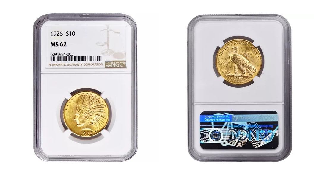 1926 $10 Indian Gold Eagle Coin MS62