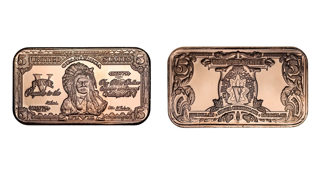 1 oz $5 Banknote Copper Bar