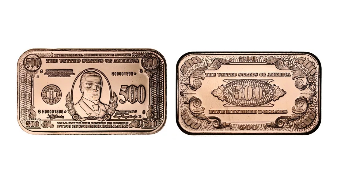 1 oz $500 Banknote Copper Bar
