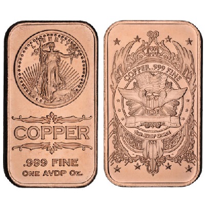 1 oz Saint Gaudens Copper Bar
