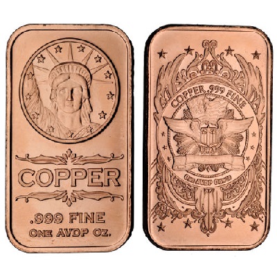 1 oz Liberty Head Copper Bar
