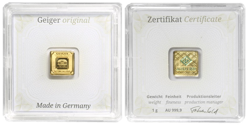 1 Gram Geiger Square Gold Bar