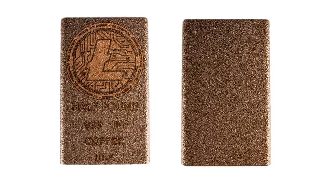 1/2 Pound Litecoin Copper Bar