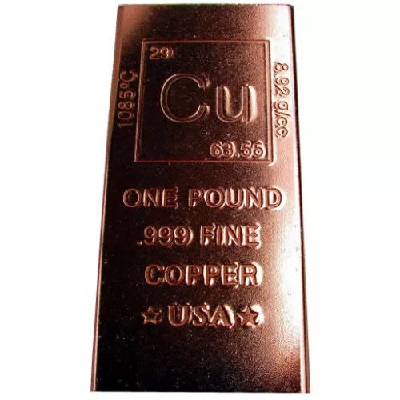 1 Pound Elemental Copper Bullion Bar