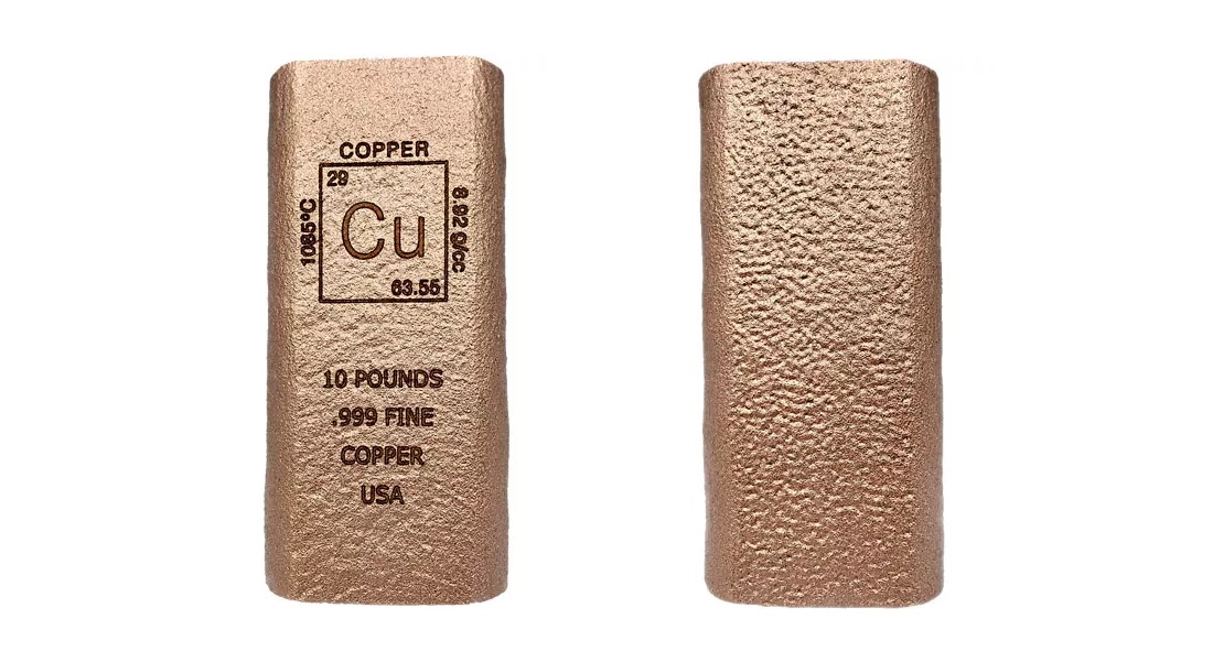 10 Pound Elemental Cast Copper Bar