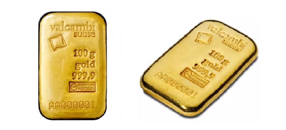 100 Gram Valcambi Cast Gold Bar