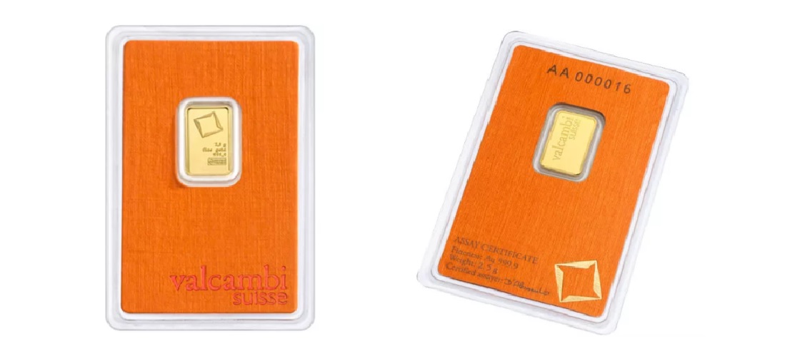 2.5 Gram Valcambi Gold Bar