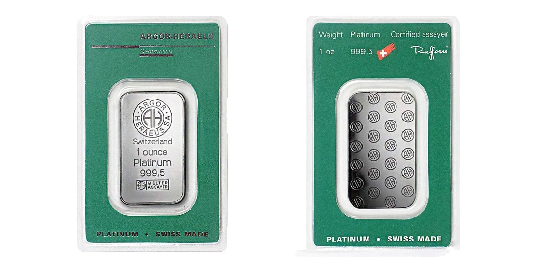 1 oz Argor Heraeus Platinum Bar