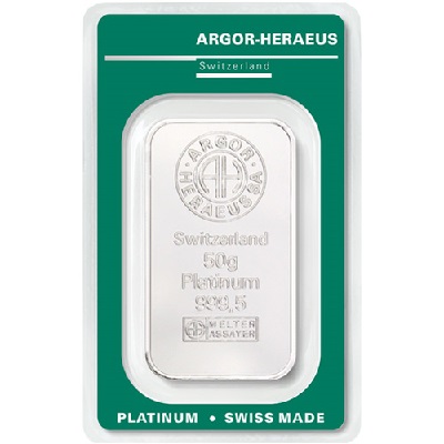 50 Gram Argor Heraeus Platinum Bar
