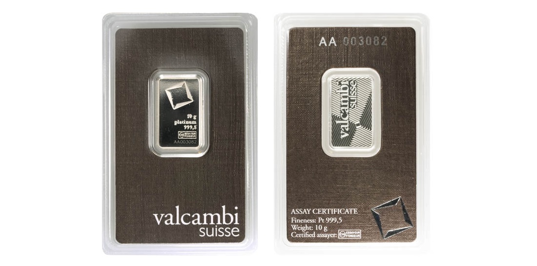 10 Gram Valcambi Platinum Bar
