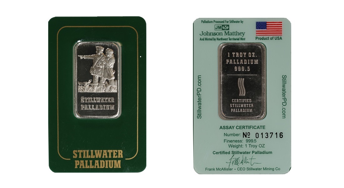 1 oz Johnson Matthey Stillwater Palladium Bar