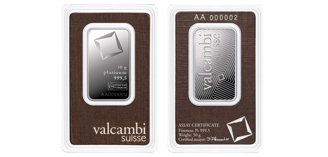 50 Gram Valcambi Platinum Bar