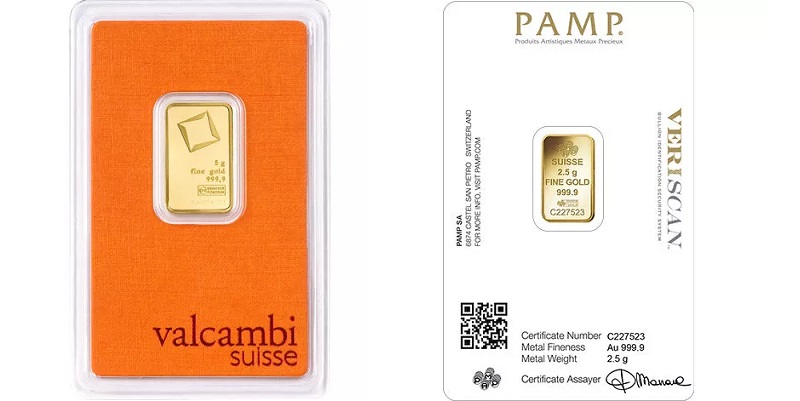 5 Gram Valcambi Gold Bar