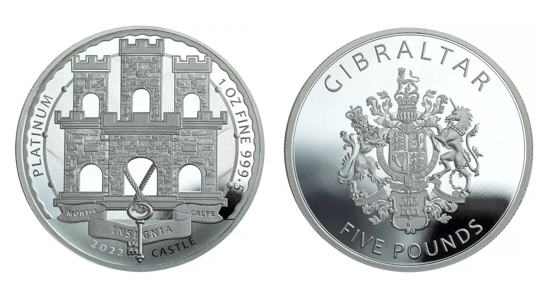 2022 1 oz Gibraltar Platinum Castle Coin