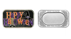 1 oz Colorized SilverTowne Happy Halloween Witch Silver Bar
