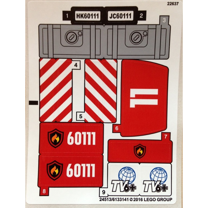 LEGO Sticker Sheet for Set 60111 (24513 / 24519)