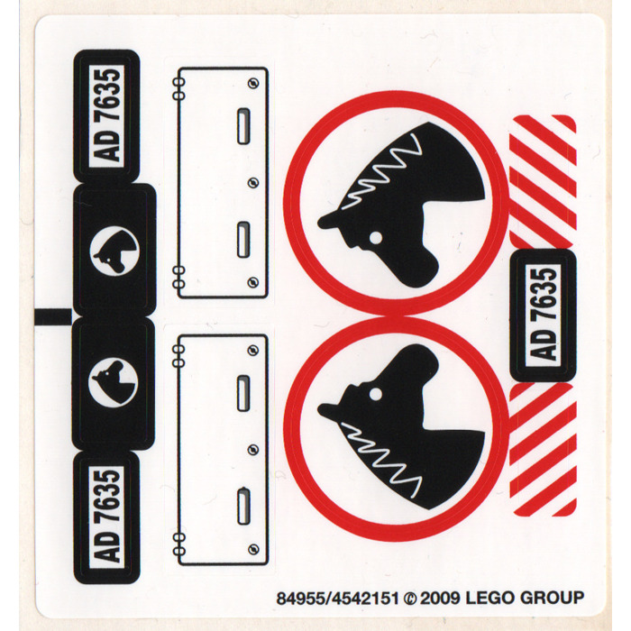 LEGO White Sticker Sheet for Set 7635 (84955)