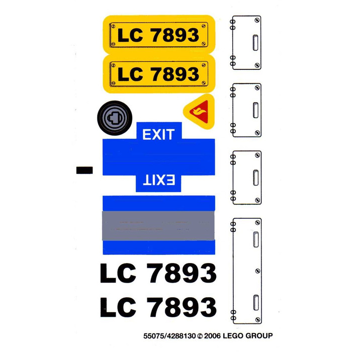 LEGO White Sticker Sheet for Set 7893-1 (55075)