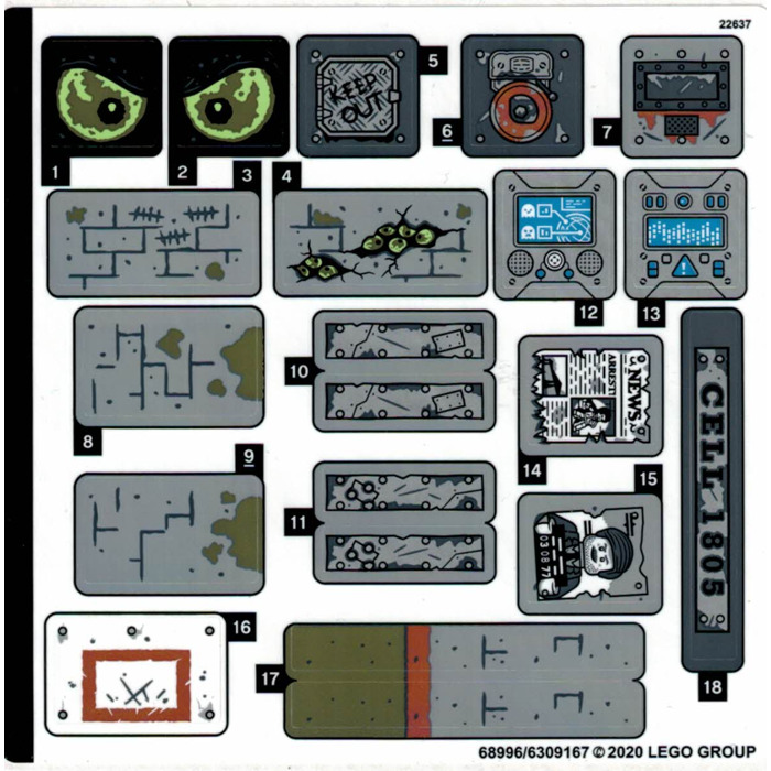 LEGO Sticker Sheet for Set 70435 (68996)