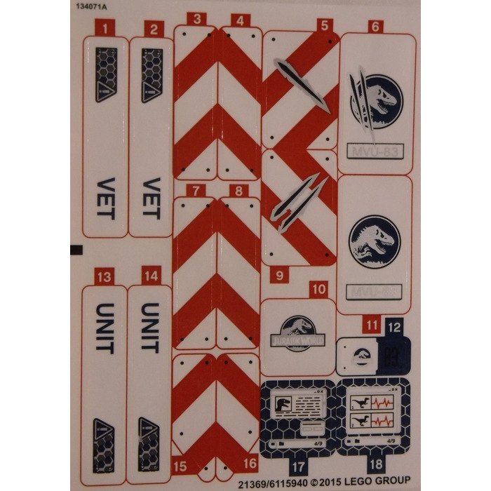 LEGO Sticker Sheet for Set 75917 (21368 / 21369)