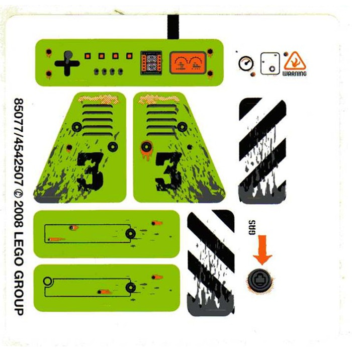 LEGO White Sticker Sheet for Set 8958 (85077)