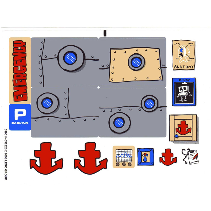 LEGO White Sticker Sheet for Set 3832 (63961)