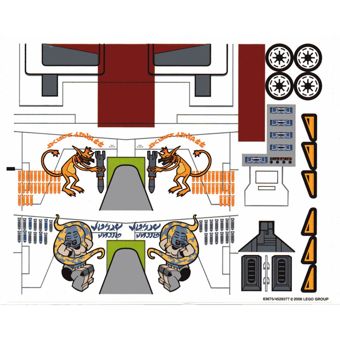 LEGO White Sticker Sheet for Set 7676 (63675)