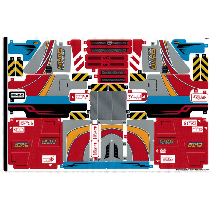 LEGO Sticker Sheet for Set 42098 (51319)