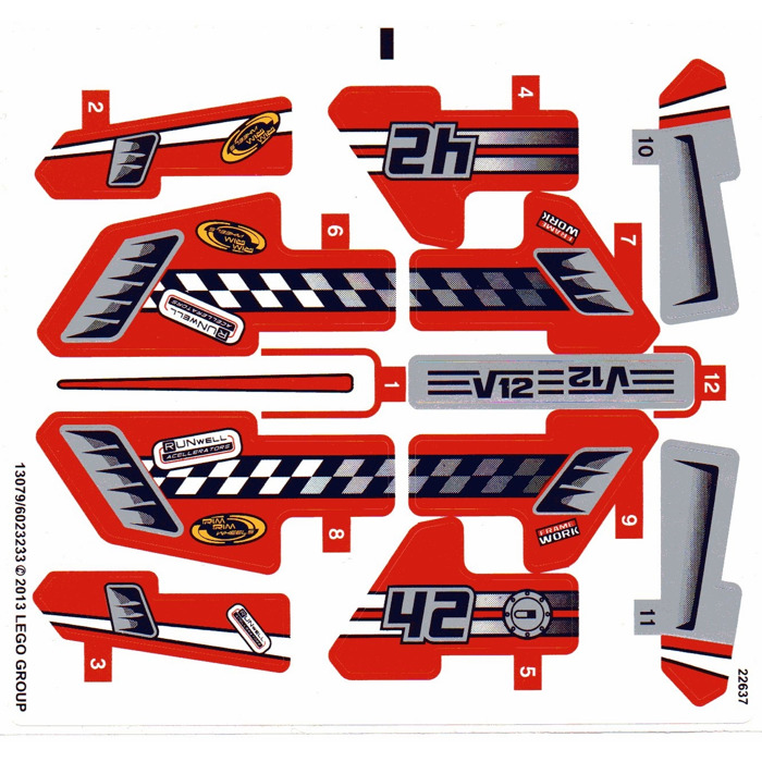 LEGO White Sticker Sheet for Set 42011 (13079)