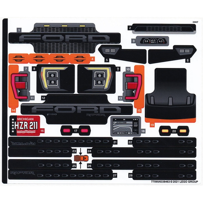 LEGO Sticker Sheet for Set 42126 (77595)