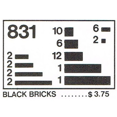 LEGO Black Bricks Parts Pack Set 831
