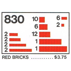 LEGO Red Bricks Parts Pack Set 830