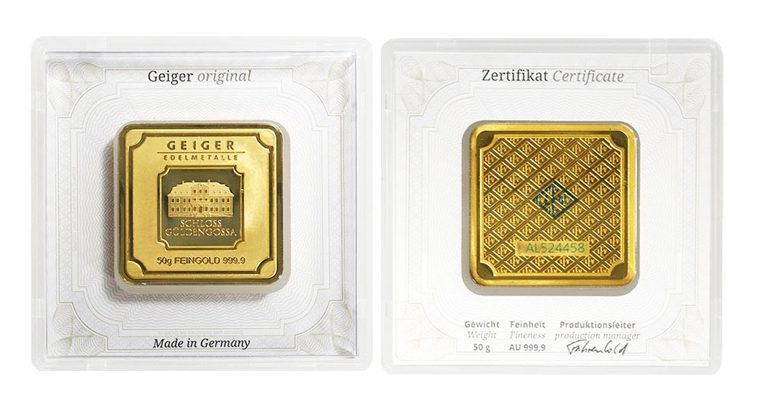 50 Gram Geiger Square Gold Bar