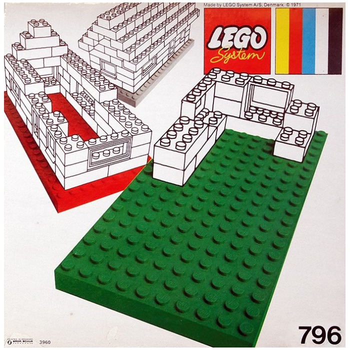 LEGO 2 Large Baseplates, Green/Yellow Set 796