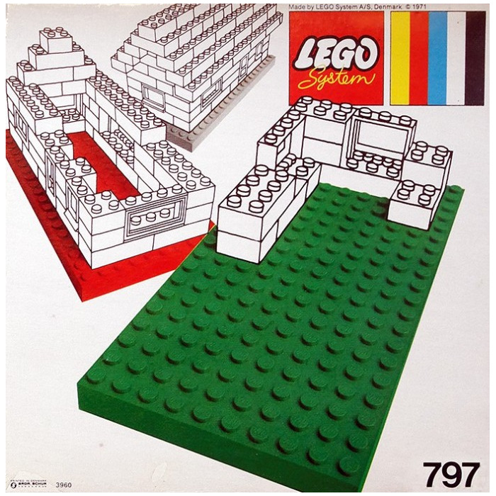 LEGO 2 Large Baseplates, Grey/White Set 797