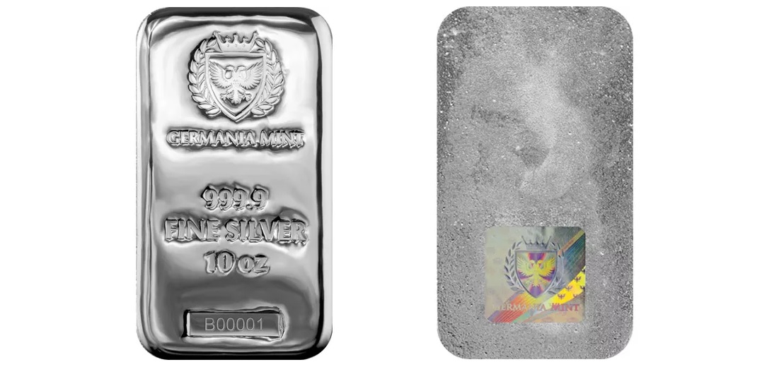 10 oz Germania Mint Cast Silver Bar