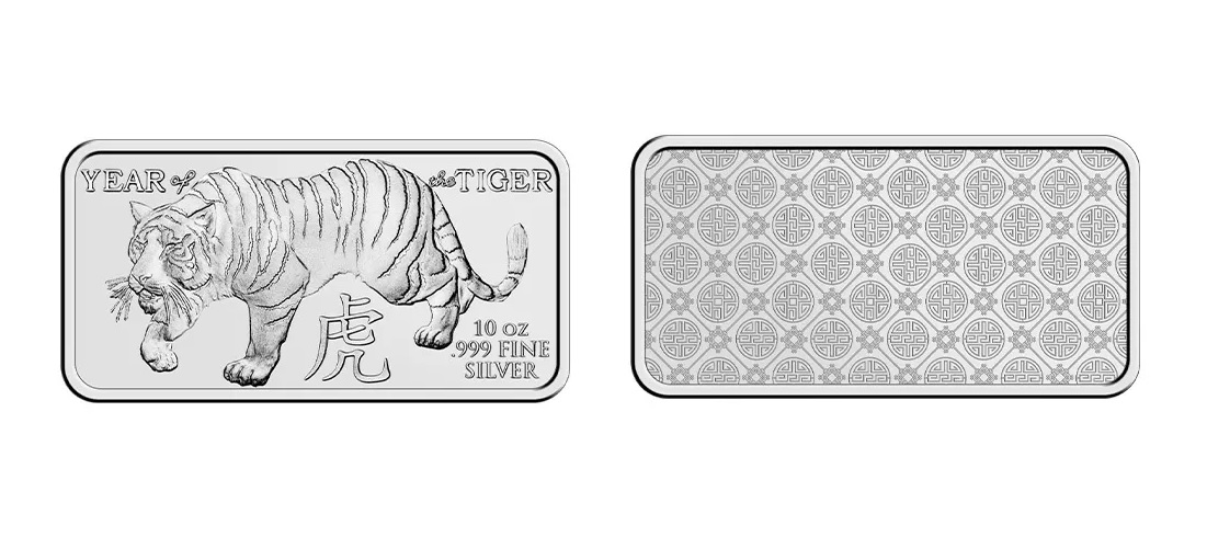10 oz Year of the Tiger Silver Bar