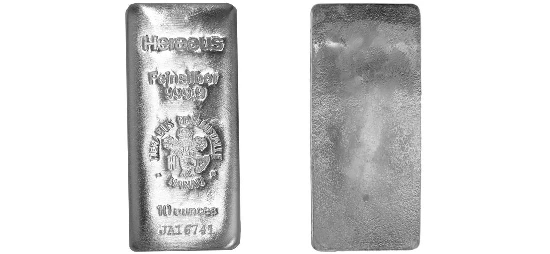 10 oz Argor Heraeus Cast Silver Bar