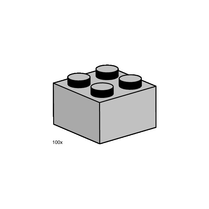 LEGO 2x2 Light Grey Bricks Set 3454