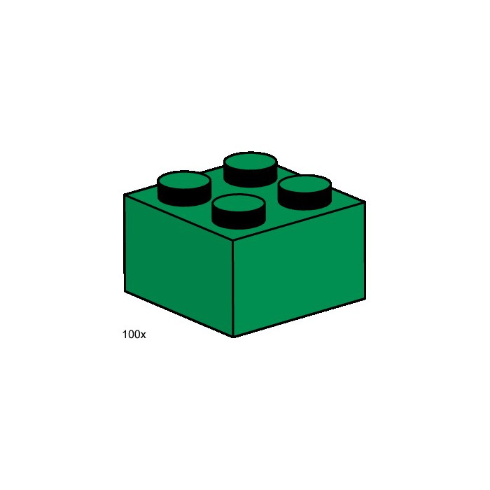 LEGO 2x2 Dark Green Bricks Set 3456